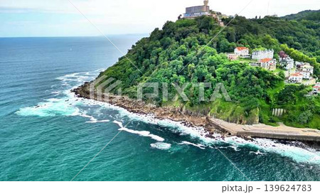 Awesomely Stunning Aerial View of a Beautiful Coastal Green Landscape Awaits You 139624783