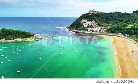 Beautiful Seaside Aerial View of San Sebastin Coastline 139624849