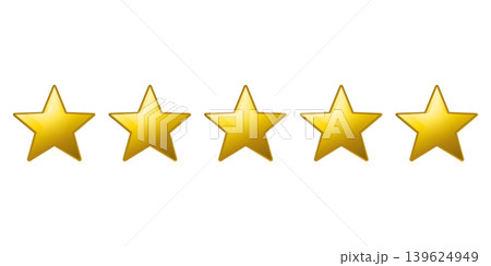 Five golden stars rating icon for customer review and feedback Five golden stars rating icon for customer review and feedback 139624949