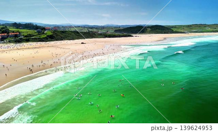 Experience the stunning coastal view featuring crystal clear waters and a beautiful sandy beach Experience the stunning coastal view featuring crystal clear waters and a beautiful sandy beach 139624953