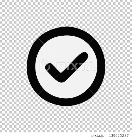 Simple Handdrawn Black Outline Circle With White Inner Space And Checkmark Symbol Icon 139625287
