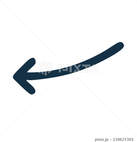 Dark Blue Hand Drawn Curved Arrow Pointing Left and Downward Motion Element Dark Blue Hand Drawn Curved Arrow Pointing Left and Downward Motion Element 139625303
