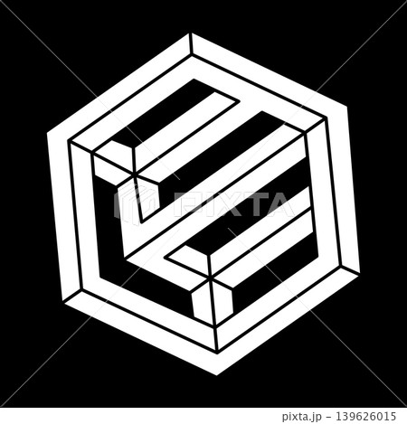 Optical illusion object. Line design. Impossible shapes. Optical art. Geometry.  139626015