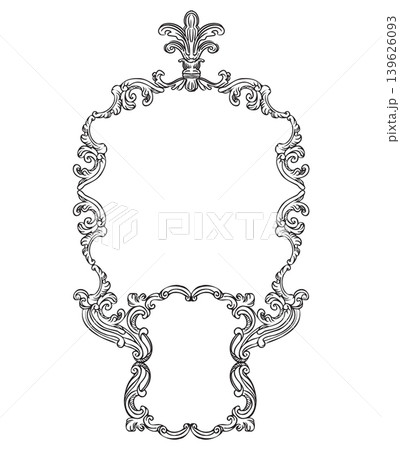 Isolated ornate baroque double frame vector illustration Isolated ornate baroque double frame vector illustration 139626093