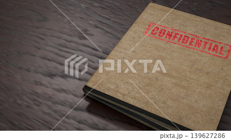 Confidential Document Folder On Office Desk 3d render. 139627286