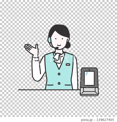 Simple illustration of a female medical office receptionist. Simple illustration of a female medical office receptionist. 139627405