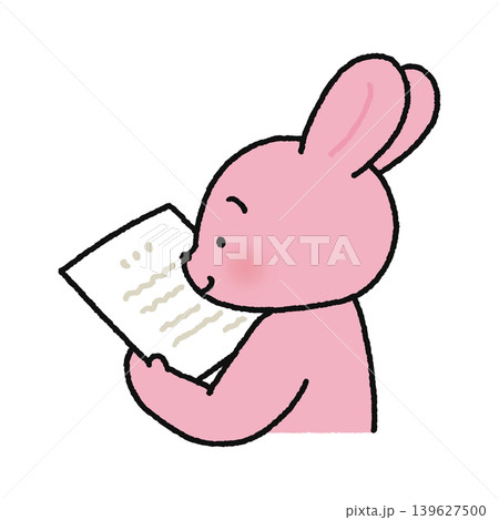 プリントを読むかわいいウサギ プリントを読むかわいいウサギ 139627500