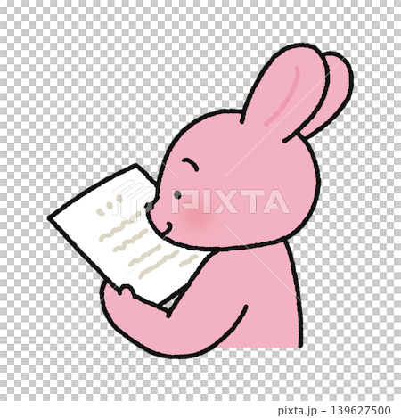 プリントを読むかわいいウサギ プリントを読むかわいいウサギ 139627500