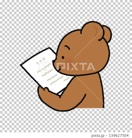 A cute bear reading a printout A cute bear reading a printout 139627504
