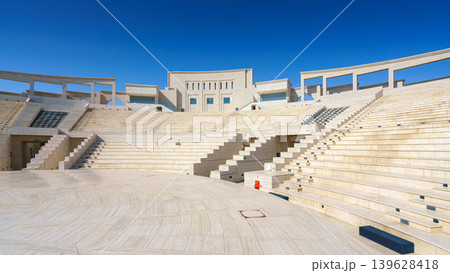 Doha, Qatar- Jan 14 2024, Panoramic view of the interior of the amphitheater at Katara cultural village, at daytime, no people, Doha, Qatar 139628418
