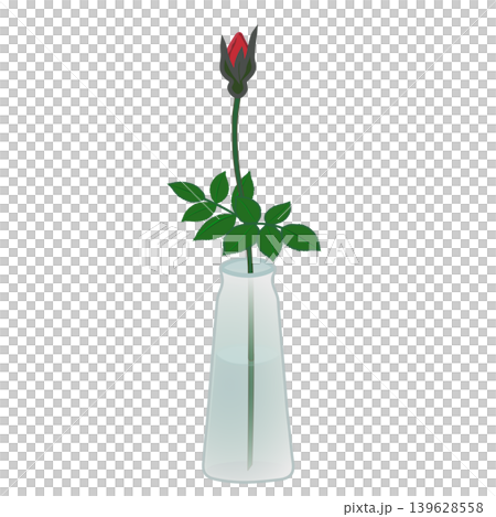 Illustration of a single red rose in a vase Illustration of a single red rose in a vase 139628558