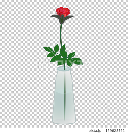 赤いバラの一輪挿しイラスト 赤いバラの一輪挿しイラスト 139628561