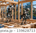 2足ロボットが住宅の建築現場で大工工事をする 2足ロボットが住宅の建築現場で大工工事をする 139628713