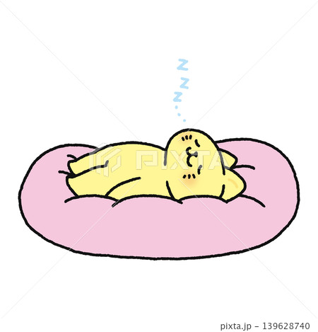 ふわふわクッションの上で眠るかわいいネコ ふわふわクッションの上で眠るかわいいネコ 139628740