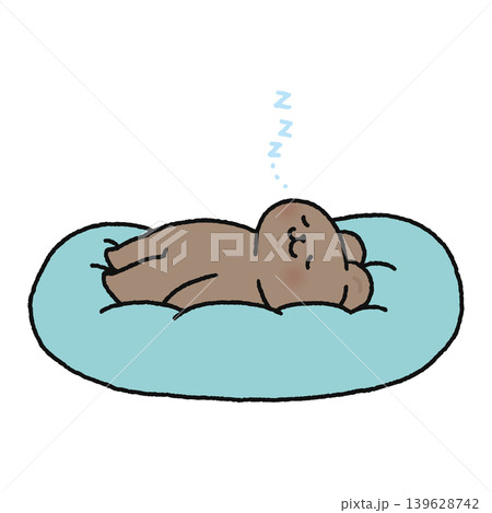 ふわふわクッションの上で眠るかわいいクマ 139628742
