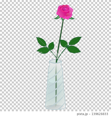 Illustration of a single pink rose in a vase Illustration of a single pink rose in a vase 139628833