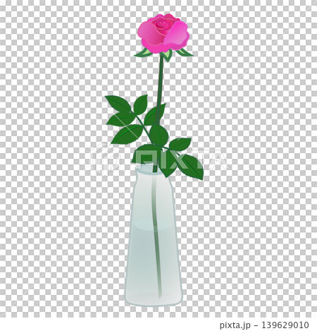 ピンクのバラの一輪挿しイラスト ピンクのバラの一輪挿しイラスト 139629010