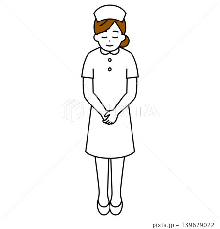 お辞儀をする女性看護師(全身) お辞儀をする女性看護師(全身) 139629022