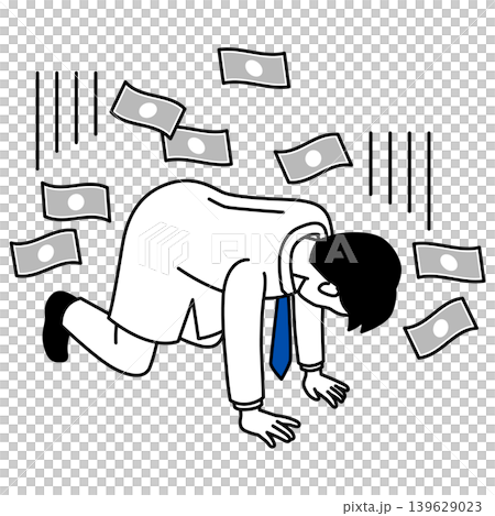 経済的な損失で跪いて落ち込む男性医師 経済的な損失で跪いて落ち込む男性医師 139629023