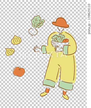 ファーマー_アースカラー_手描きイラスト ファーマー_アースカラー_手描きイラスト 139629110