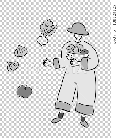 農夫_單色_手繪插圖 農夫_單色_手繪插圖 139629125