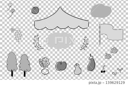 イベントに使えるあしらい＆イラスト_野菜,果物_モノトーン 139629129