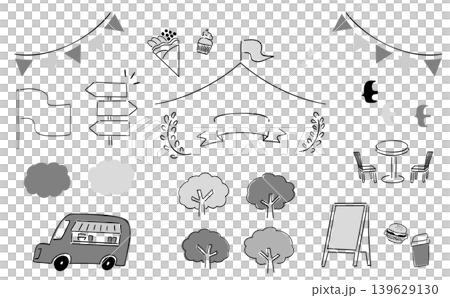 イベントに使えるあしらい&イラスト_モノトーン イベントに使えるあしらい&イラスト_モノトーン 139629130
