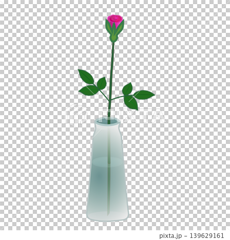 ピンクのバラの一輪挿しイラスト 139629161