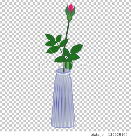 Illustration of a single pink rose in a vase Illustration of a single pink rose in a vase 139629163