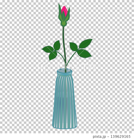 ピンクのバラの一輪挿しイラスト ピンクのバラの一輪挿しイラスト 139629165