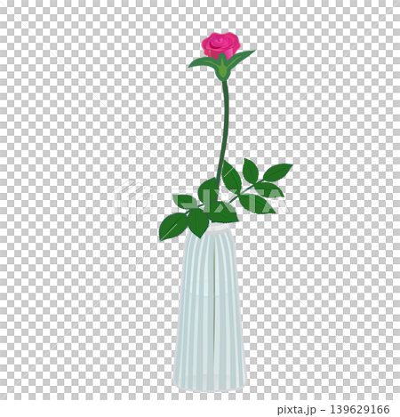 ピンクのバラの一輪挿しイラスト 139629166