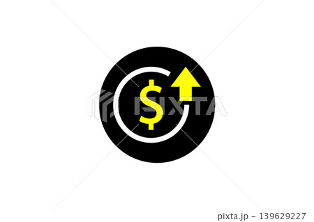 Financial Growth Icon With Dollar Symbol and Up Arrow in Circular Black Badge Financial Growth Icon With Dollar Symbol and Up Arrow in Circular Black Badge 139629227