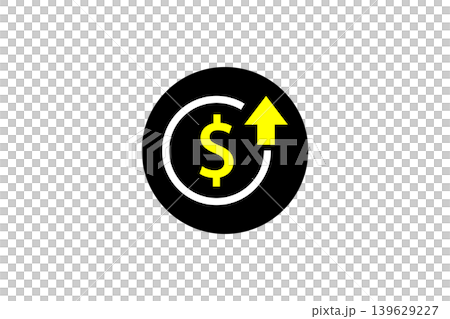 Financial Growth Icon With Dollar Symbol and Up Arrow in Circular Black Badge Financial Growth Icon With Dollar Symbol and Up Arrow in Circular Black Badge 139629227