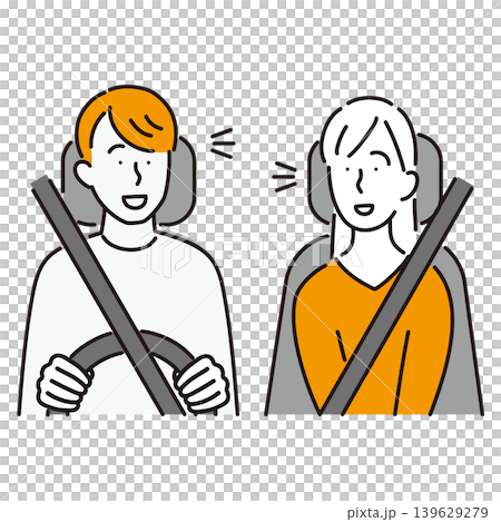 圖:一對男女在駕車約會中愉快地交談 圖:一對男女在駕車約會中愉快地交談 139629279