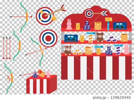 A set of illustrations related to archery. 139629340