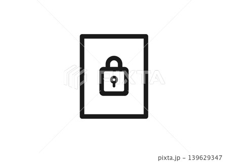 ロック付き書類のシンプルな線画アイコン ロック付き書類のシンプルな線画アイコン 139629347