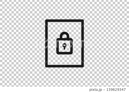 ロック付き書類のシンプルな線画アイコン ロック付き書類のシンプルな線画アイコン 139629347