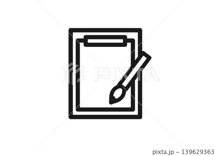 書道と筆、文鎮のシンプルな線画アイコン 139629363