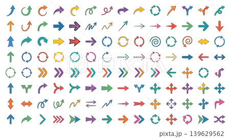 カラフルな矢印アイコンセット白背景 カラフルな矢印アイコンセット白背景 139629562