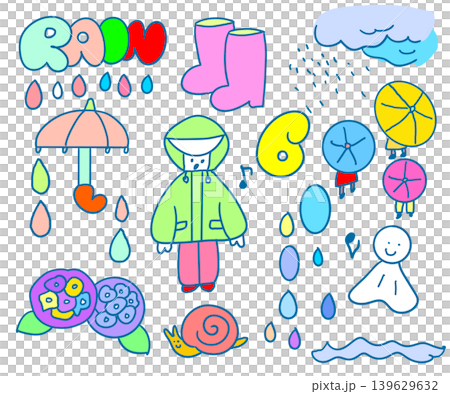 一套簡單可愛的水彩插畫,適合下雨天欣賞。 一套簡單可愛的水彩插畫,適合下雨天欣賞。 139629632