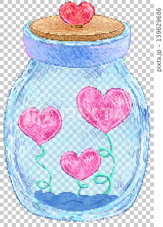 Hearts jar in pixel art 139629686