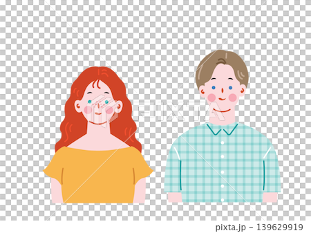 Illustration of a young white man and woman Illustration of a young white man and woman 139629919