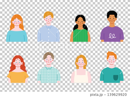 外国人の男女のイラストセット 外国人の男女のイラストセット 139629920