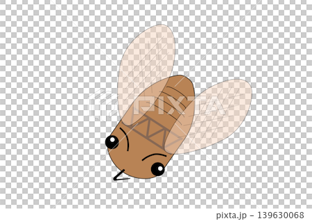 An illustration of a cute cicada flying with its wings spread. An illustration of a cute cicada flying with its wings spread. 139630068
