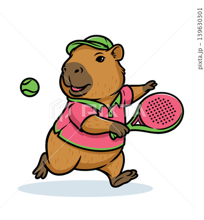 capybara having fun playing padel 139630301
