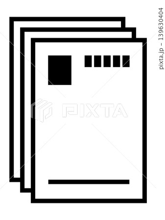 はがき　年賀状　ポストカード　セット売り　アイコン　縦書き　郵便　白黒　シンプル　ベクターイラスト 139630404
