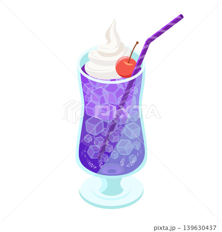 爽やかなグレープソーダのクリームソーダとさくらんぼのイラスト 爽やかなグレープソーダのクリームソーダとさくらんぼのイラスト 139630437