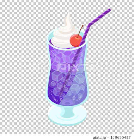 爽やかなグレープソーダのクリームソーダとさくらんぼのイラスト 爽やかなグレープソーダのクリームソーダとさくらんぼのイラスト 139630437