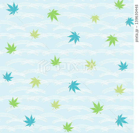 水面に浮かぶ青紅葉の背景イラスト 初夏の和風イメージ 水面に浮かぶ青紅葉の背景イラスト 初夏の和風イメージ 139630448