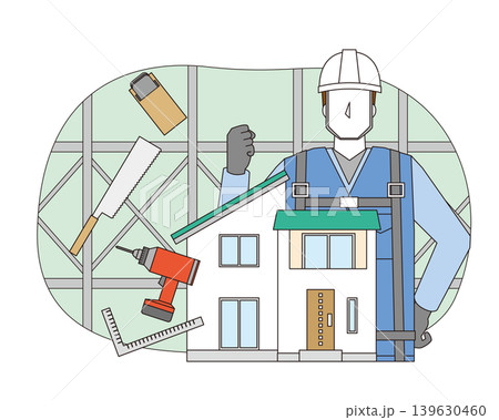 住宅を建設する男性作業員 139630460
